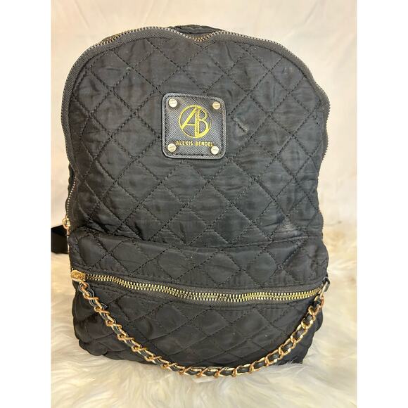 Black Gold Quilted Back Pack GUC Women's Girl's - Picture 1 of 11